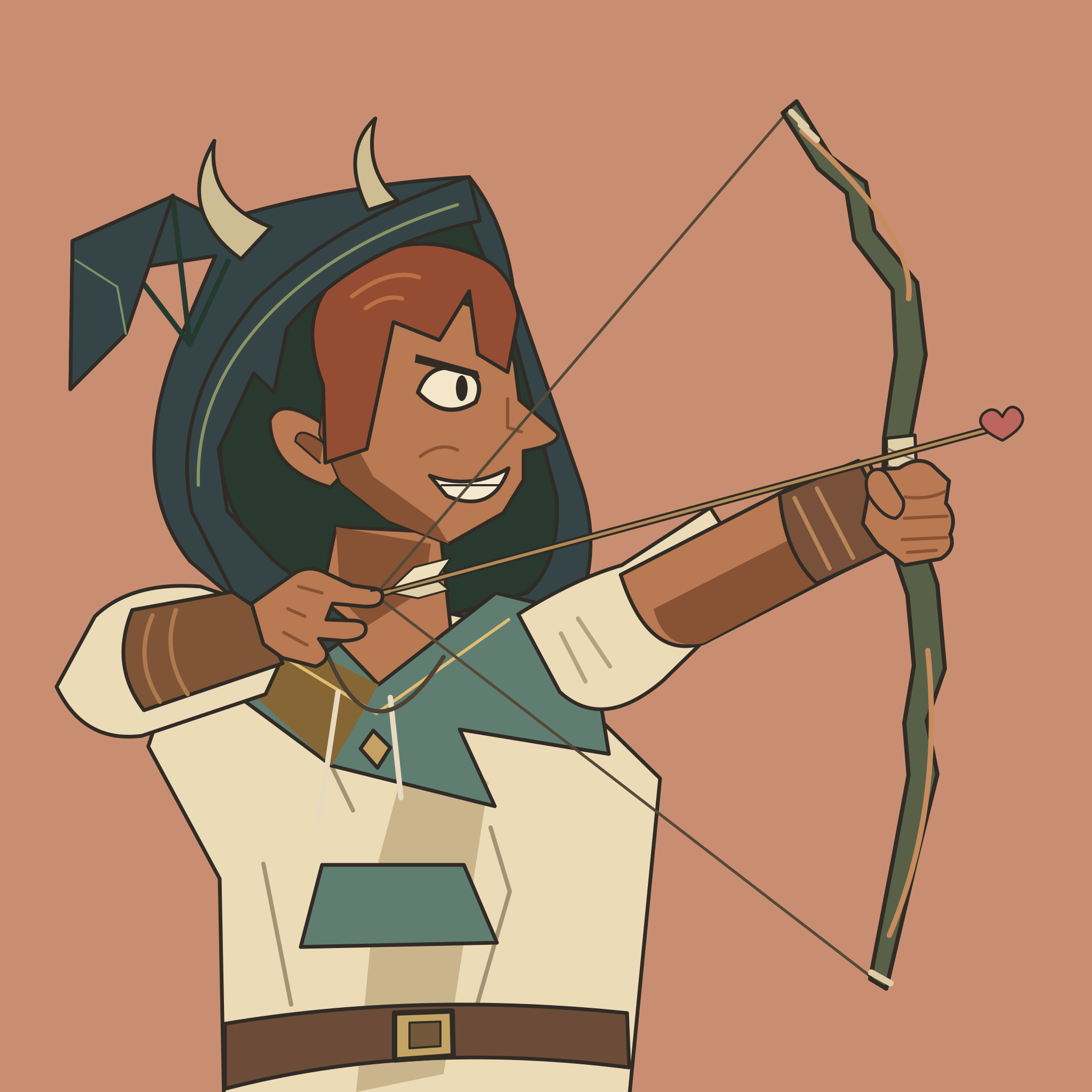Antlered archer on terracotta